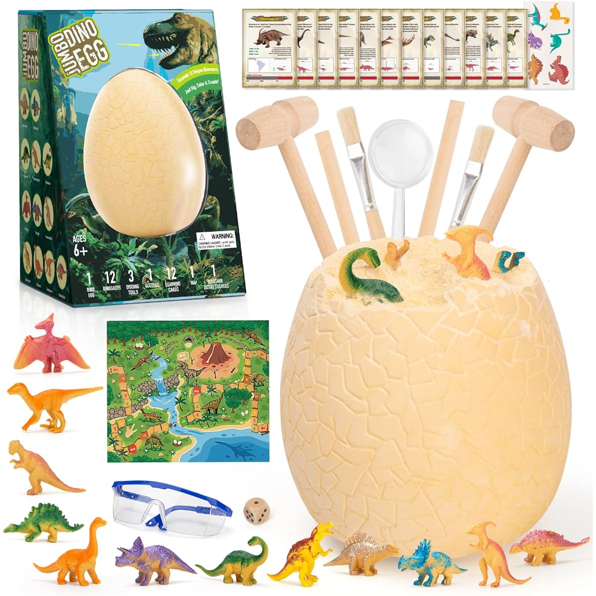 EDUCIRO Dinosaur Egg Toys for Kids Ages 5-12 Dinosaur Egg Dig Kit Discover 12 Cute Dinosaurs Science STEM Archeology Gifts for 5 7 8 10 12 Year Old Boys and Girls