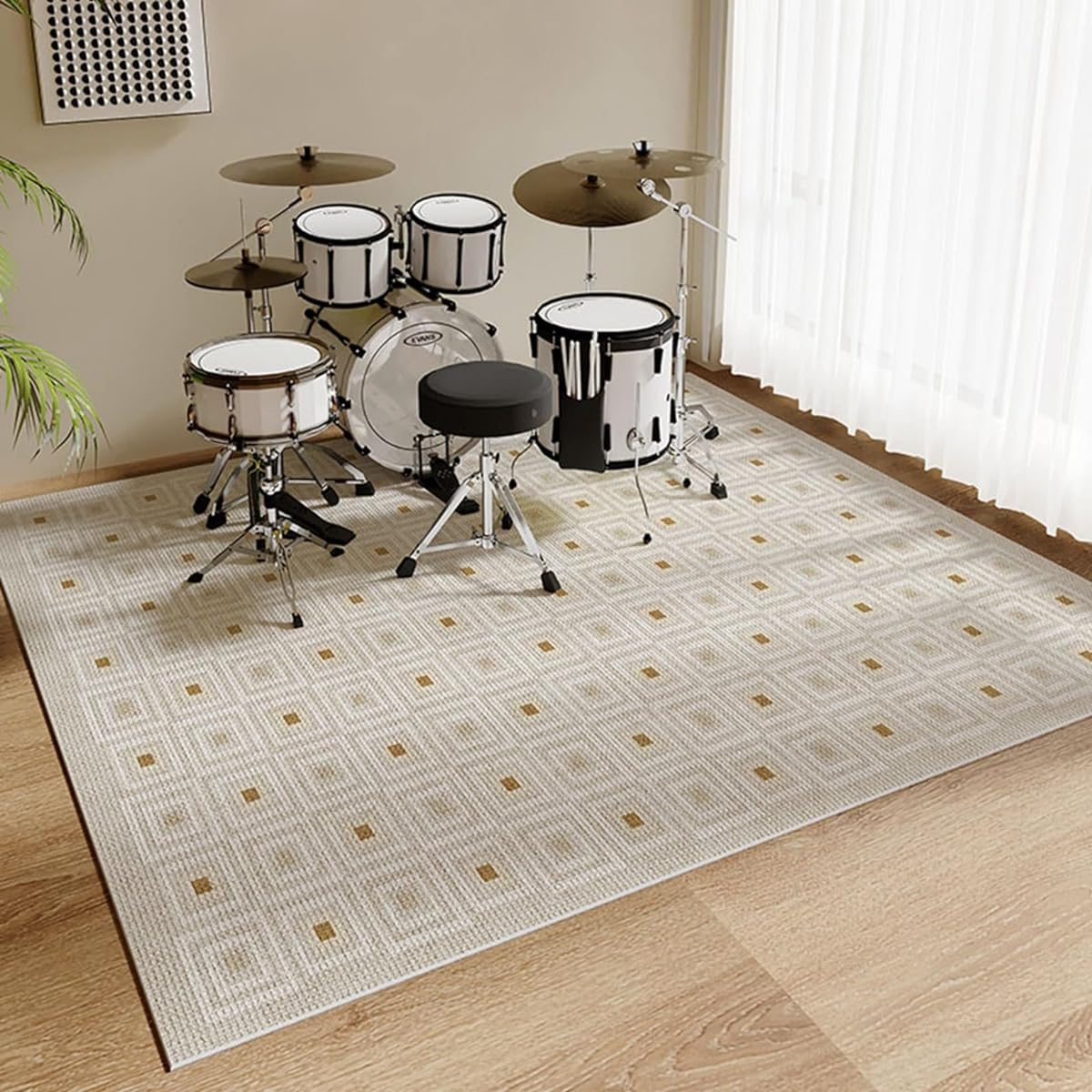 Electronic Drum Kit Rug Piano Mat Carpet Simple Scratch Prevention Soundproof Carpet Electronic Piano Dedicated Pad 200*200cm Floor Scratch Prevention Anti-Slip Floor Mat Vibration Absorption Noise Control Percussion