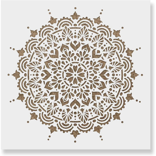 Paradise Mandala Stencil Template for Walls, Crafts Painting - Reusable Stencils in Small and Large Sizes 8"x8"