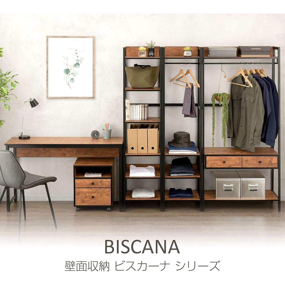 Doshisha Vizcana Side Wagon Desk Wagon Wooden Width 40 x Depth 40 Drawer with Casters Sturdy Under Chest Wagon Under Desk Next to Desk Bedside Next to Sofa Width 40 x Depth 40 x Height 48.5cm BC4050-2H