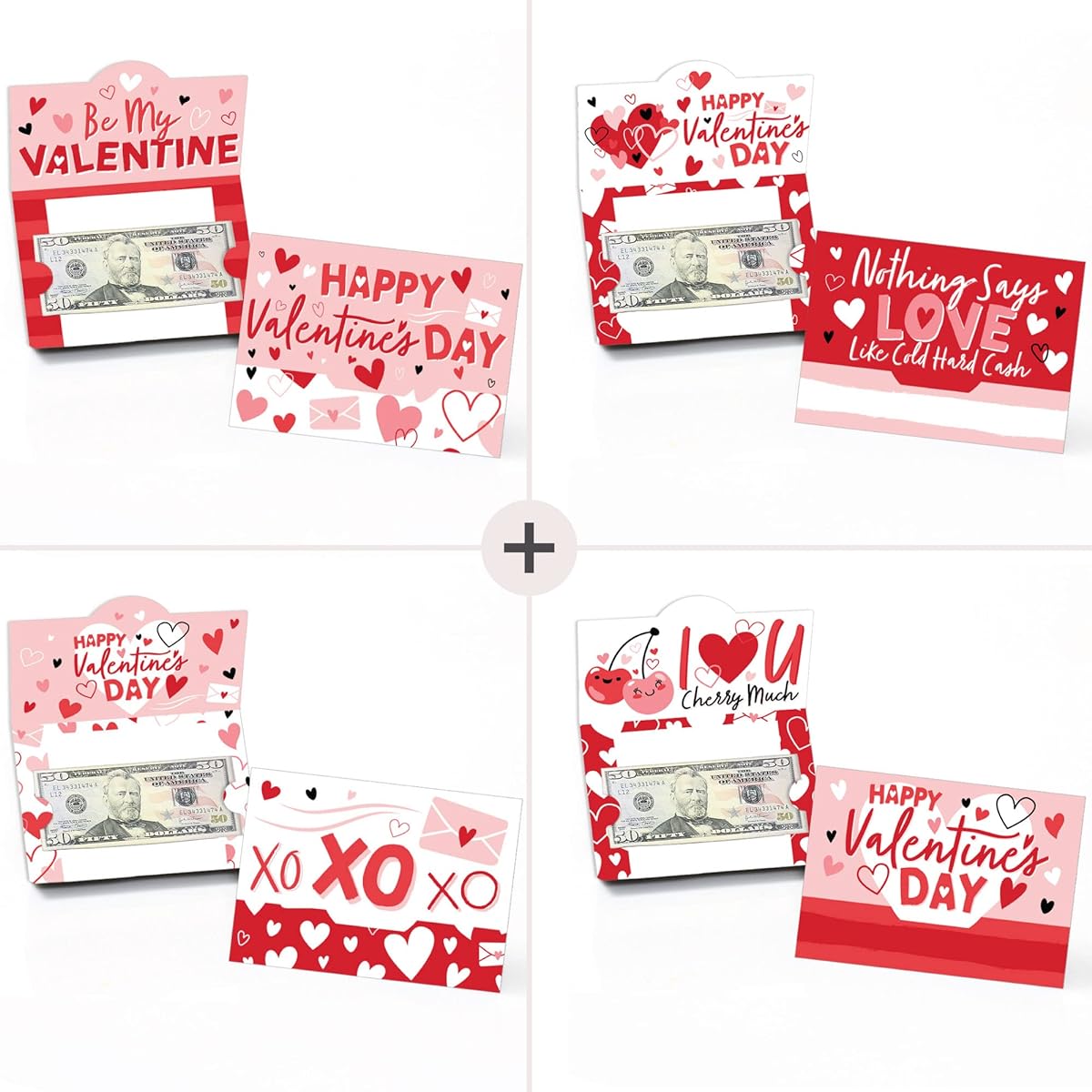 Big Dot of Happiness Happy Valentine's Day Valentine Heart Party Money & Gift Card Holders, Set of 8