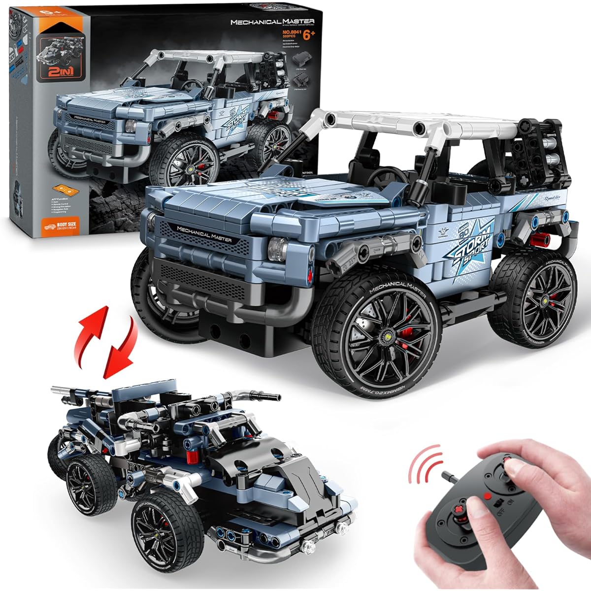 OWNONE Sports Car Building Blocks - 503 Pieces Remote Control Car Building Kit for Boys & Adults, STEM Car Building Toys, 1:14 Scale Model Car Kit