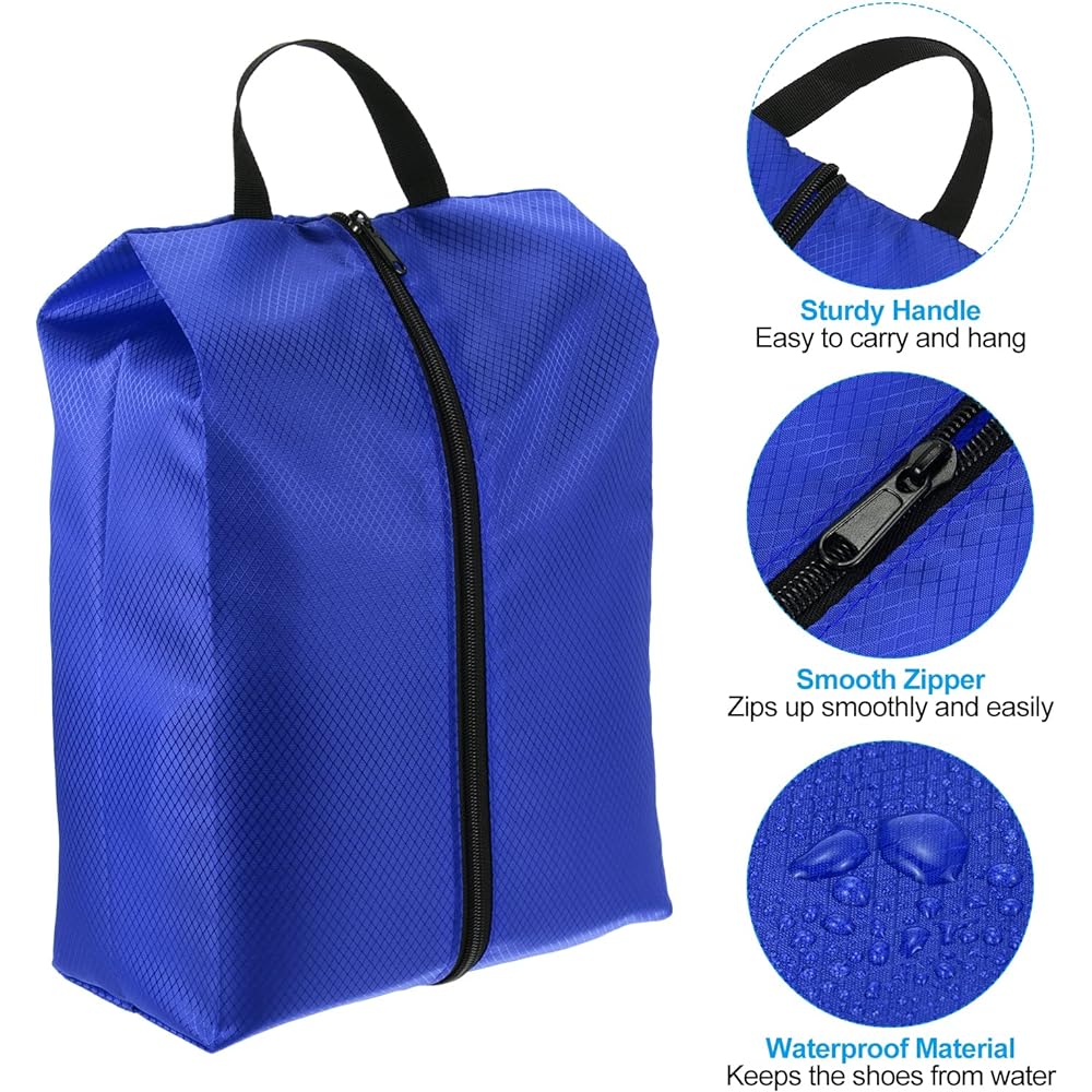 PATIKIL Travel Shoe Bag, 4 Pieces Portable Nylon Shoe Bag with Zipper, Waterproof Shoe Storage Organizer for Travel Outdoor, Blue