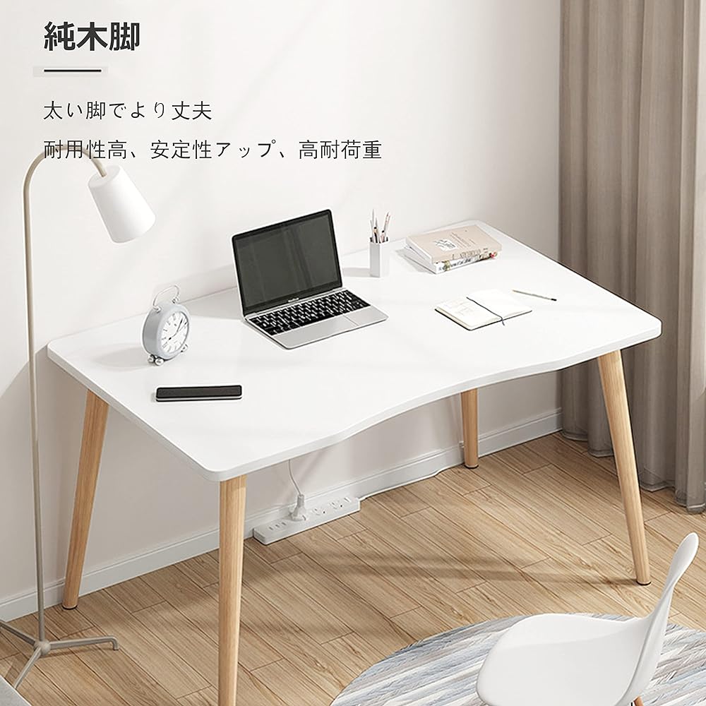 Desk, Computer Desk, Desk, PC Desk, Width 80cm x Depth 50cm, Study Desk, Wooden, Stylish, Easy to Assemble, Study Desk, Home Work Desk, Office Desk, PC Workbench, Sewing Table, Vanity, For Home Working, Remote Work (White)