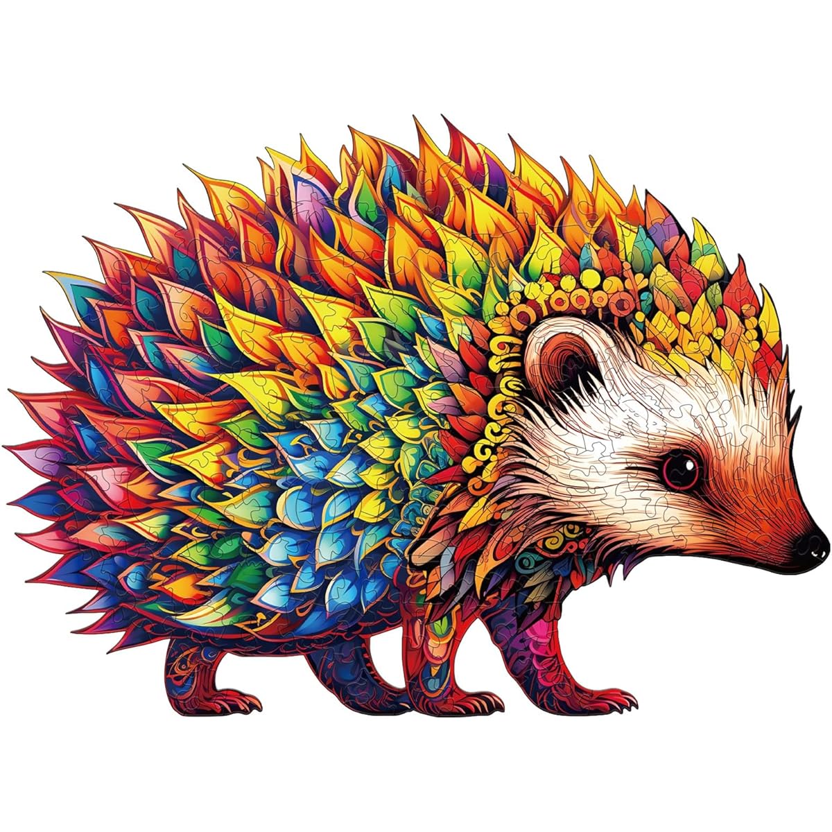 WOODBESTS Wooden Puzzles for Adults Cute Hedgehog Puzzle (M, 190 Pieces, 11.8"x8.6") Beautiful Wooden Box Wooden Jigsaw Puzzle Unique Shape Birthday Gift for Adults and Kids Family Game