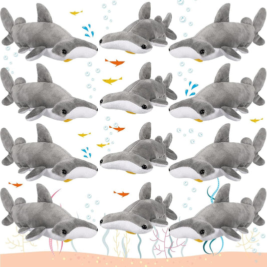 12 Pieces Plush Sea Animals Mini Soft Stuffed Sea Animals Bulk Ocean Creatures Toys for Kids (Shark Style 6 Inch)