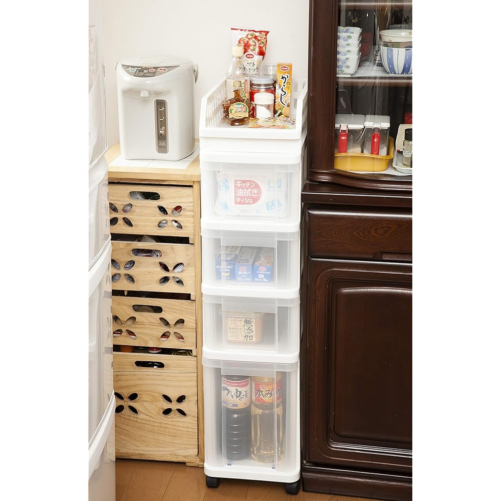 Kimoto Chemical Industry [Gap Stocker 4 Tiers 52652] Gap Storage Gap Storage Storage Stocker Storage Case Kitchen Storage Living Storage Bath Storage