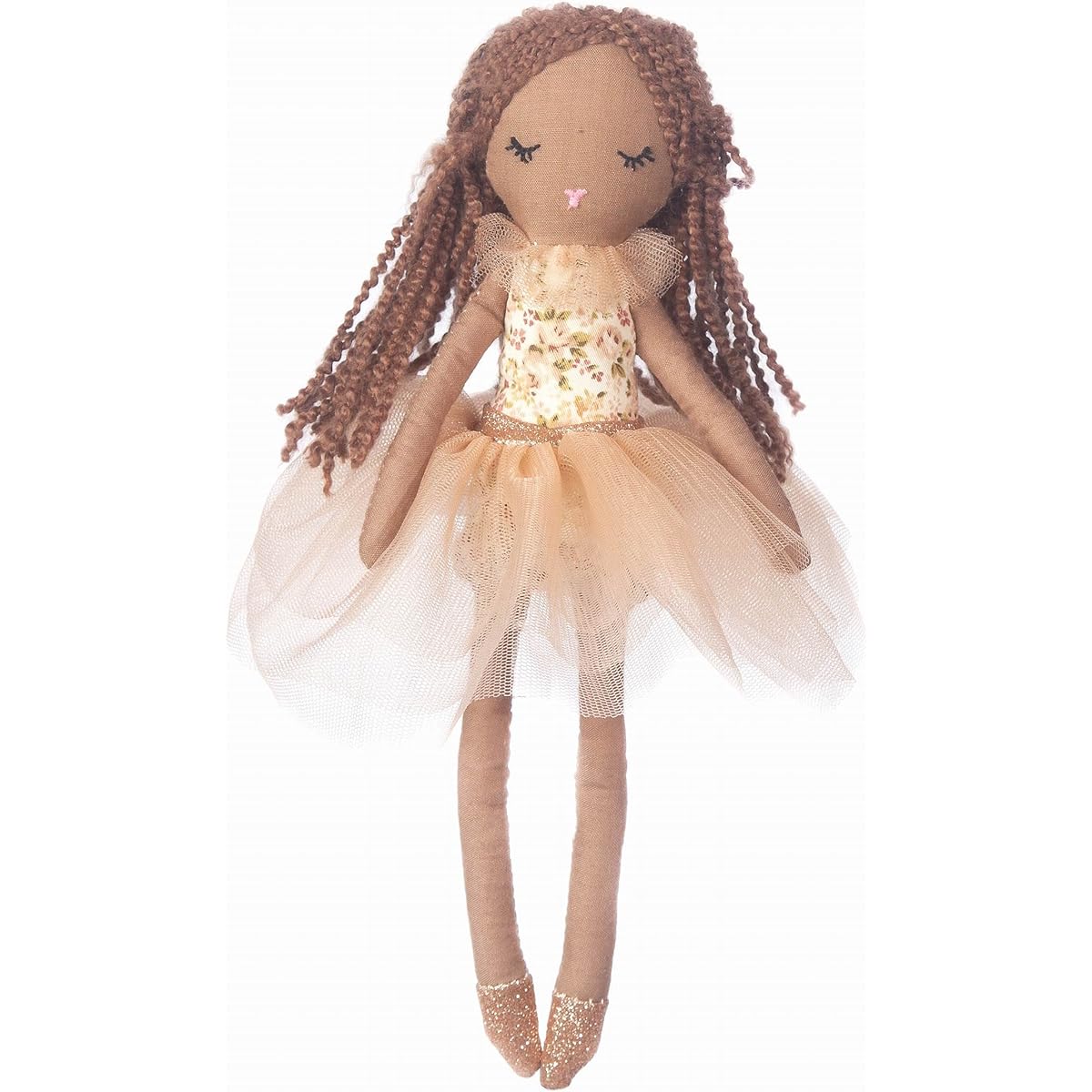 Mon Ami Chocolate Scented Designer Plush Doll with Floral Top and Tulle Dress, Scented Drawer Sachet, Fun Stuffed Animal Gift for Little Girls and Boys, Toddlers and Preschoolers, Dark Brown, 10 Inch