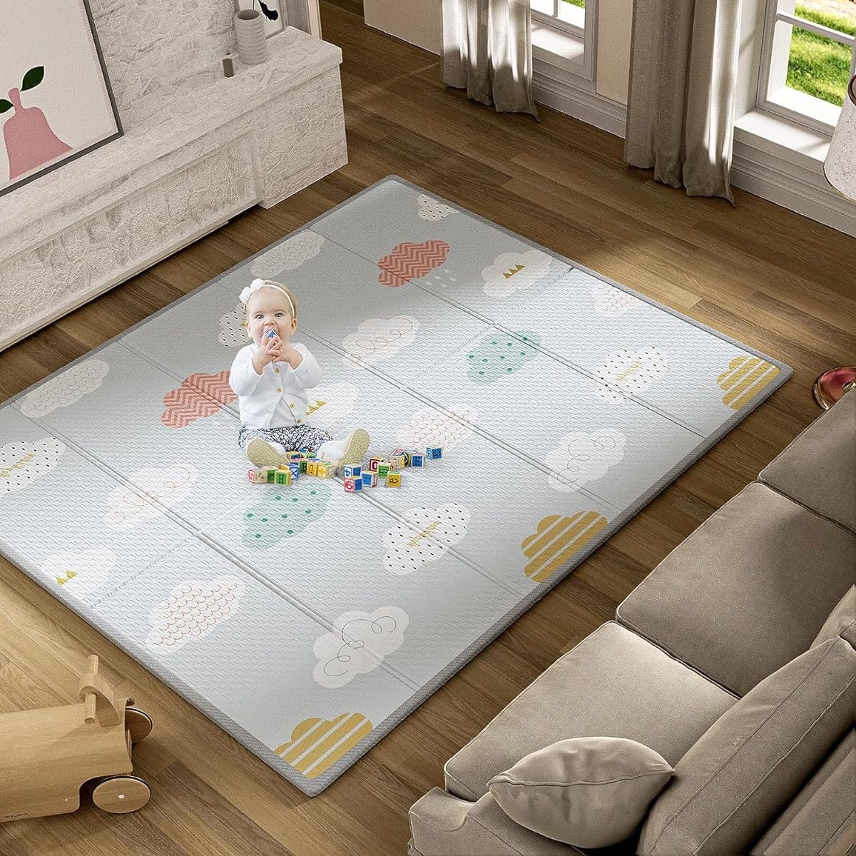 UANLAUO Playmat Baby Mat Baby Mat Foldable Thick 180x200x2cm Waterproof Baby Playmat