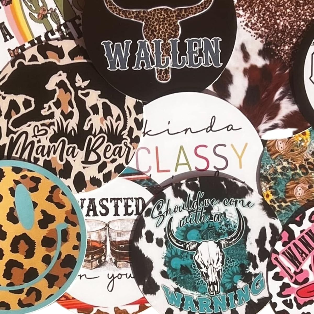 Freshie Western Cardstock Cutouts 3" Freshies Random Mix | 12 Pieces | Scented Aroma Beads Baked Car Freshie Design Cow Drip Beer Smiley Mama Bull Skull
