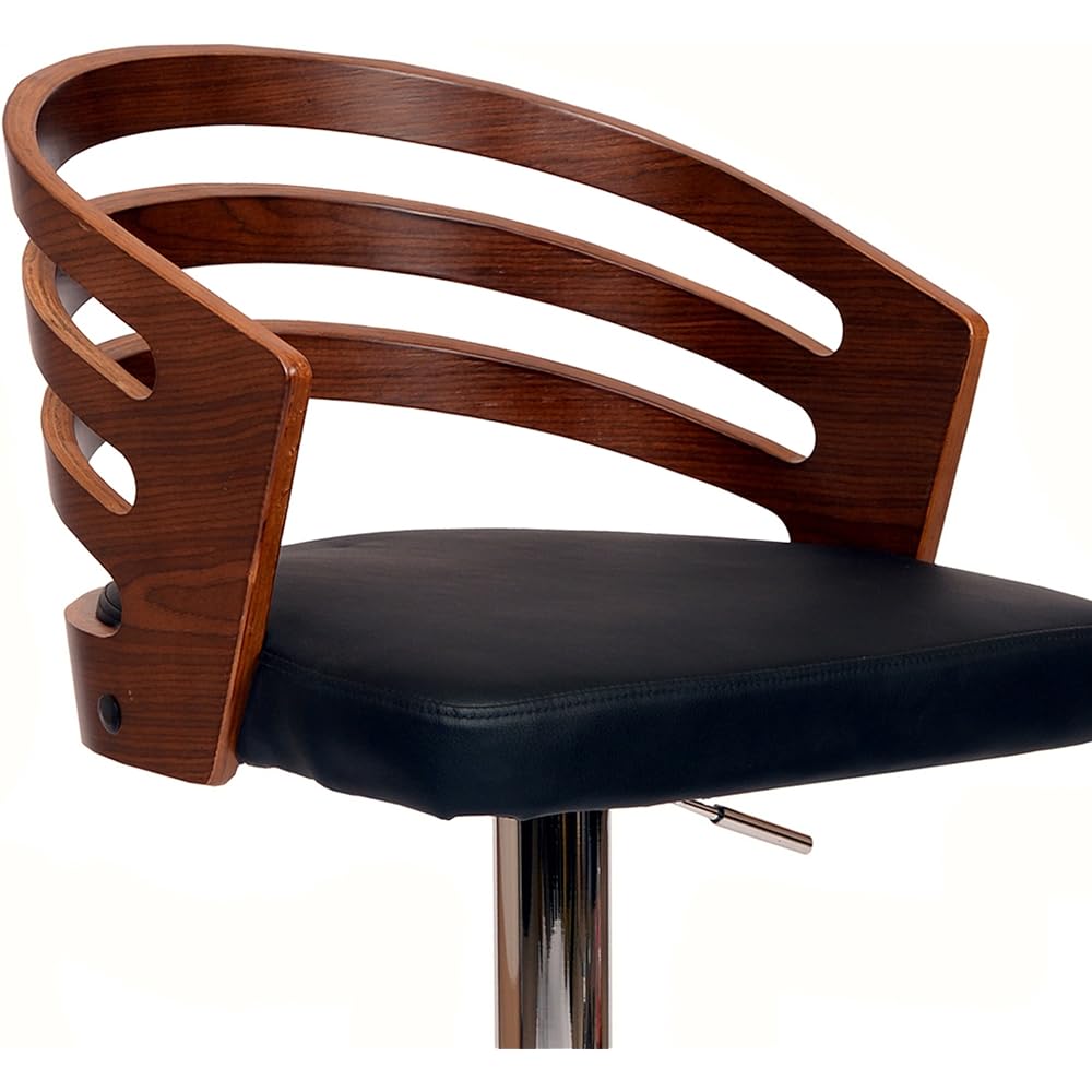 Armen Living Bar Chair Bar Stool Black/Walnut Faux Leather Chrome Finish Rotating Height Adjustable Seat Height 72.4cm (63.5~81.3cm) Adele [Regular Japanese Import Product]