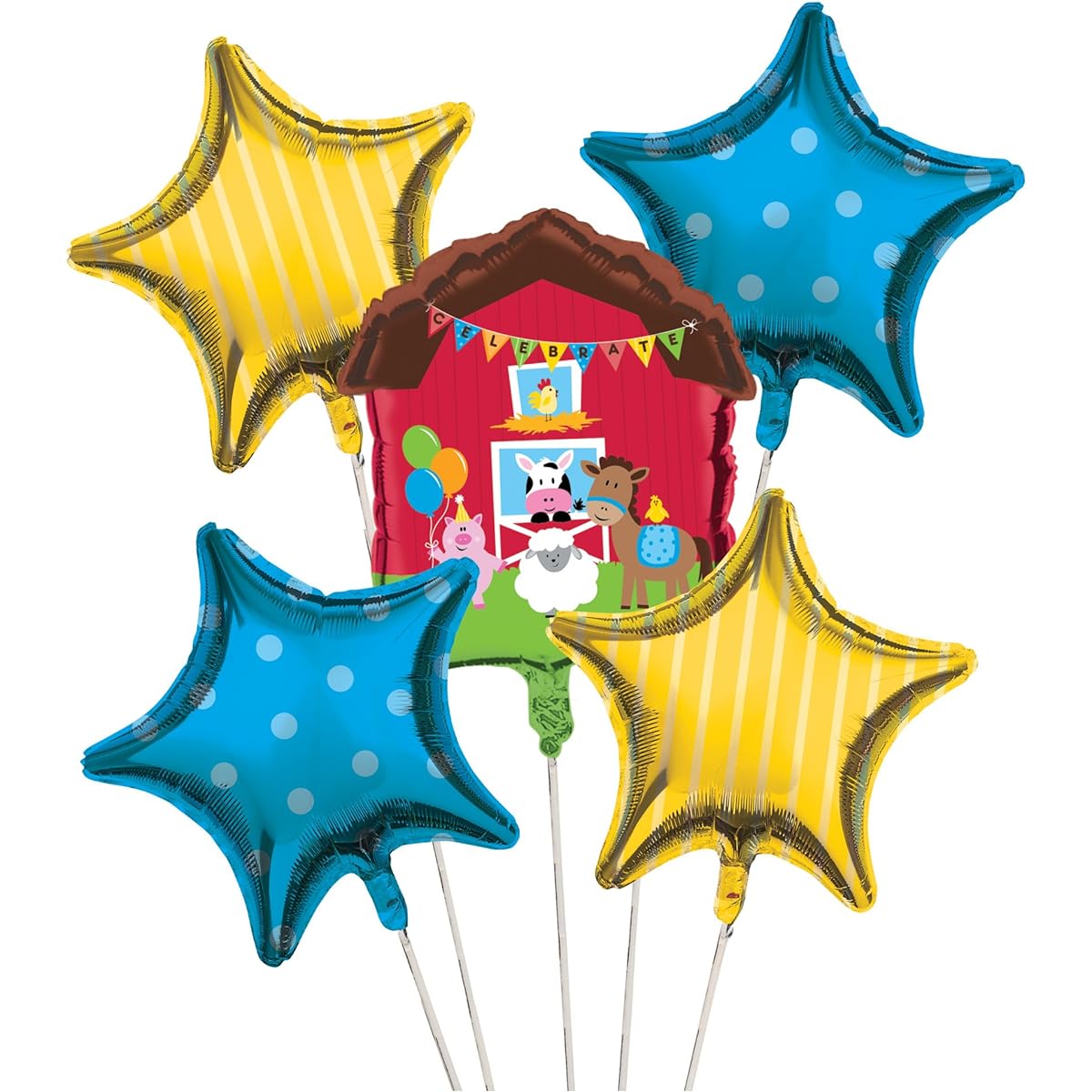 Creative Converting Farmhouse Fun Metallic Balloon Cluster (5 Pieces)