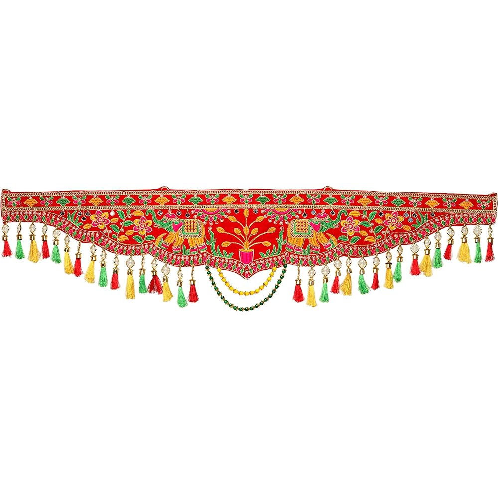Aditri Creation Red Toran Multicolor Vassel Garland Door Toran Decoration Traditional Bandhanwar for Hanging Indian Wedding Navratri Festival Puja Decoration Gift Home Entrance Temple Mandir Decor Multicolor, Red