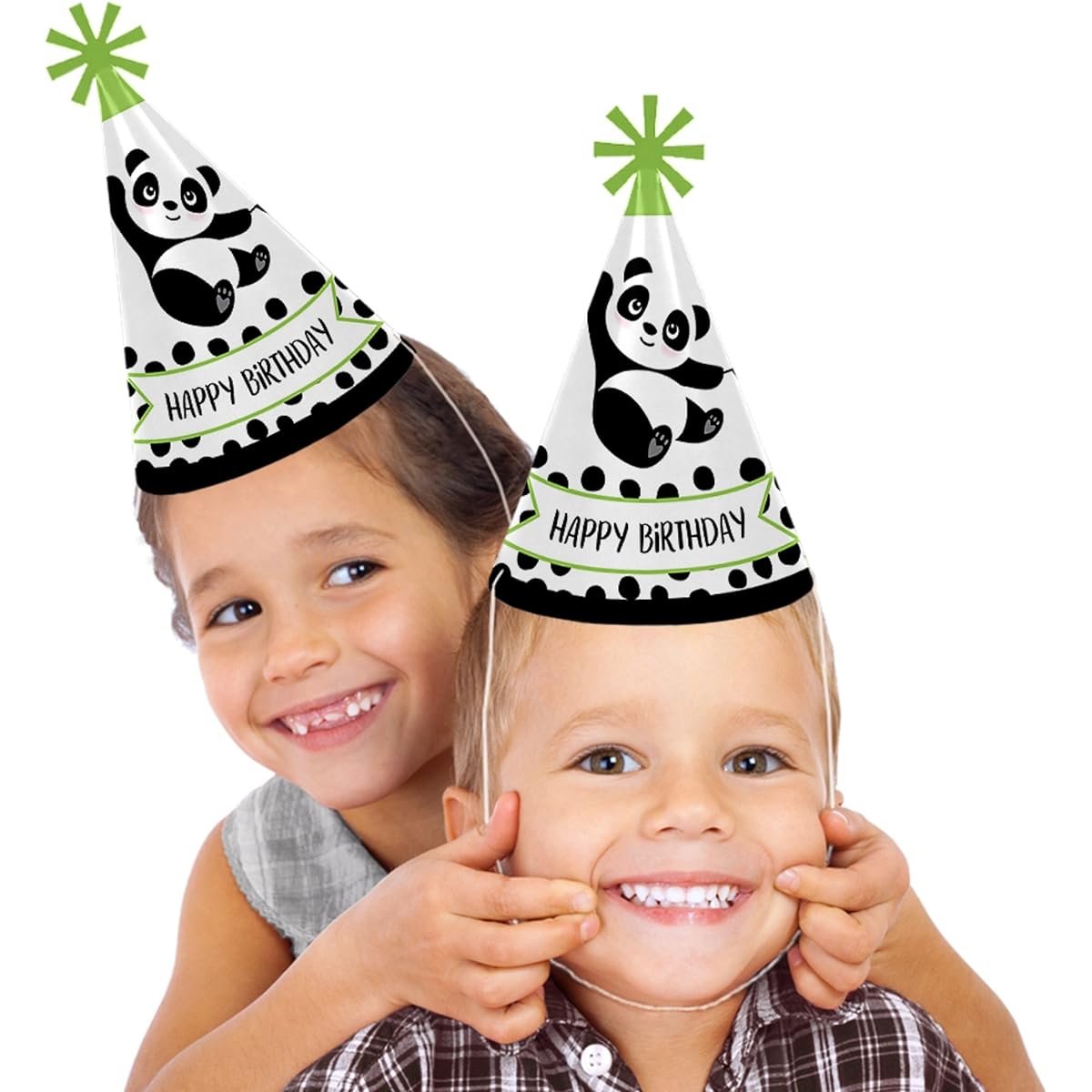 Party Like a Panda Bear - Corn Happy Birthday Party Hats for Kids and Adults - Set of 8 (Standard Size)