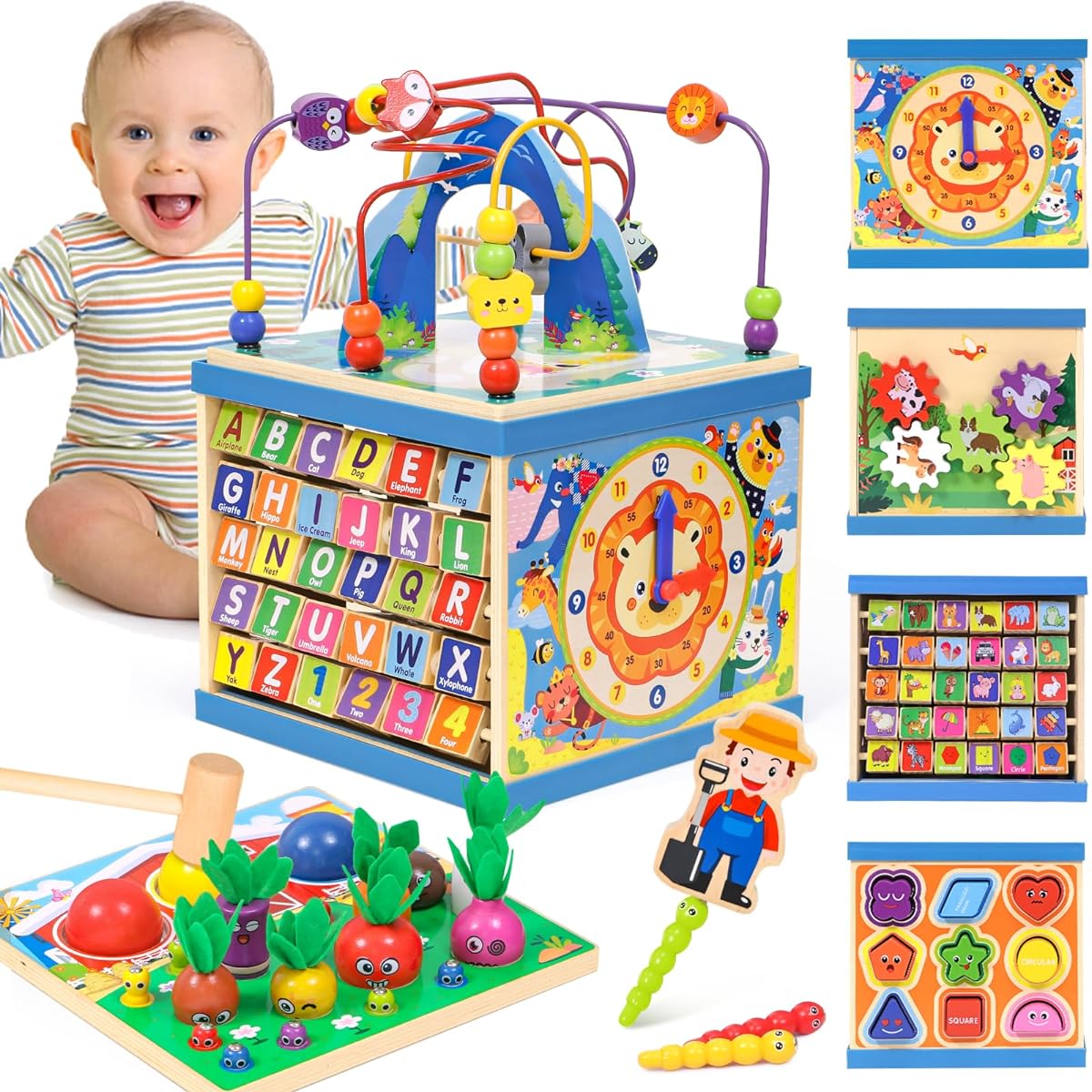 Atoylink XL Wooden Baby Activity Cube
