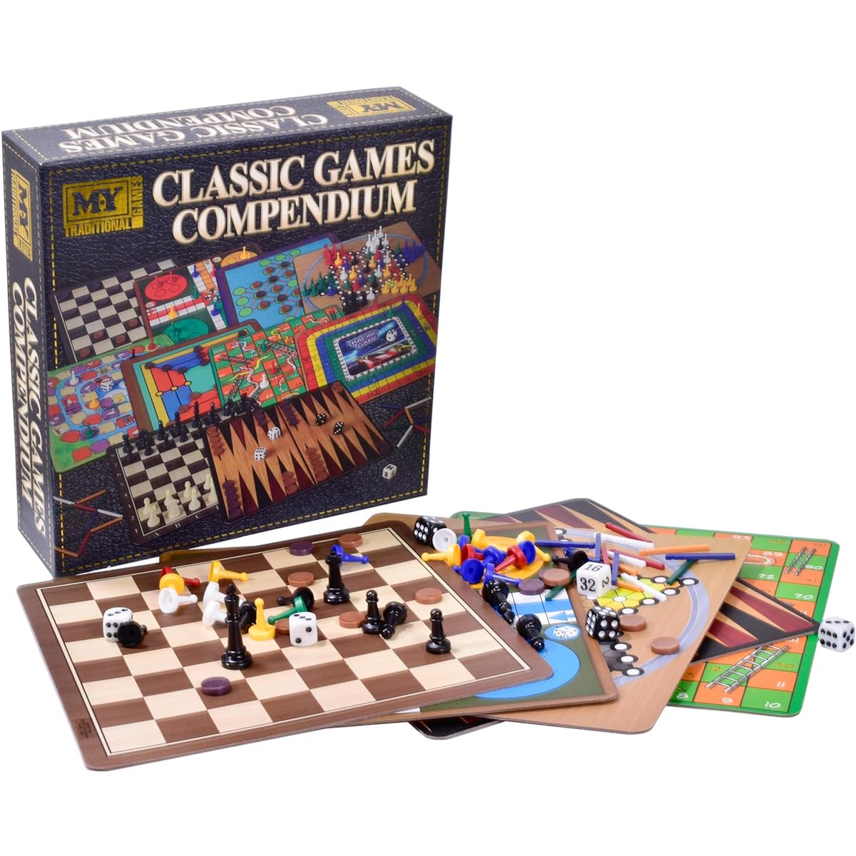 M.Y Classic Games Compendium 100 game instructions including board games, dice games, matchstick puzzle games, classic snakes and ladders, chess, ludo and more