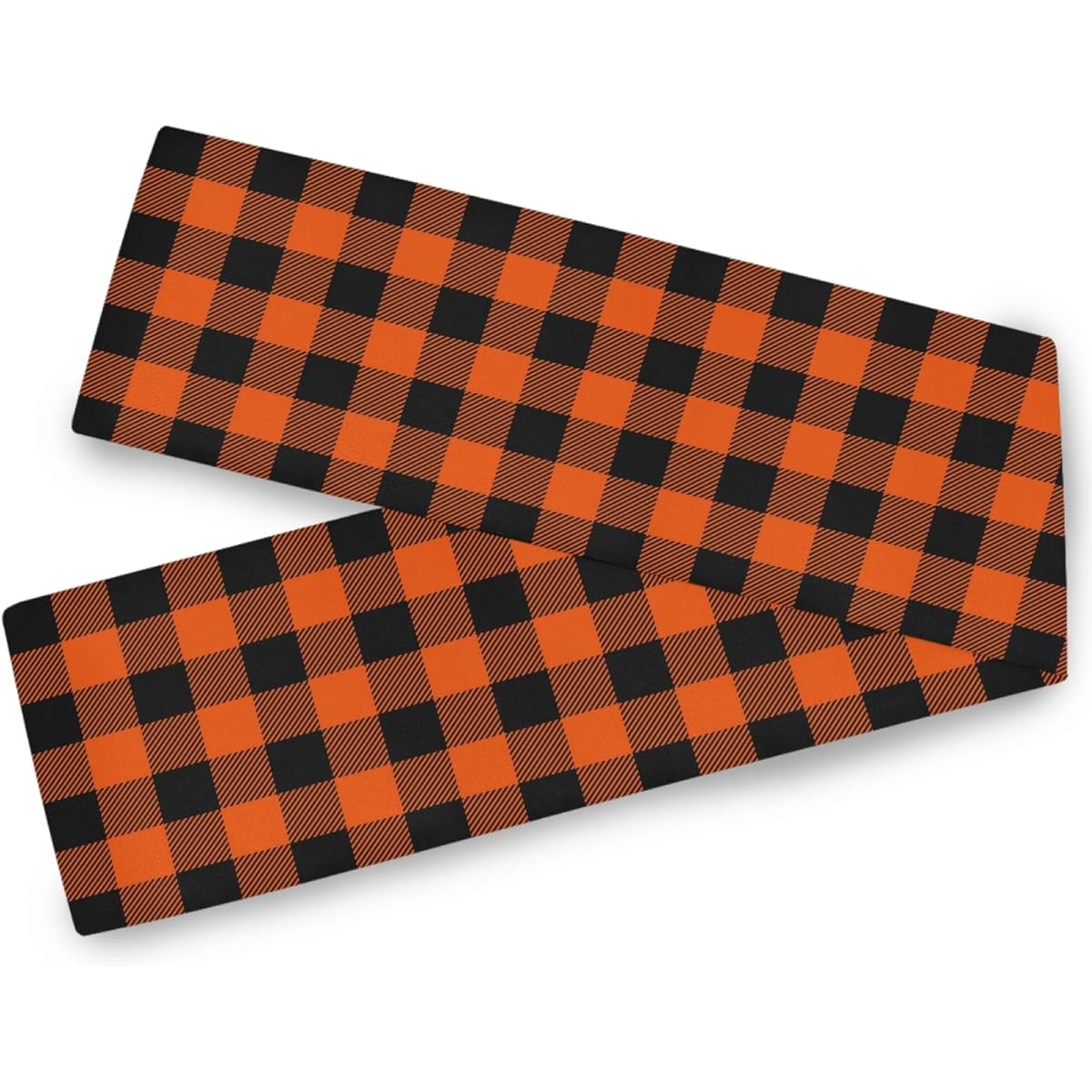 Oarencol Halloween Buffalo Check Table Runner Black Orange Checkered Double Sided 13x70 Inch Polyester Tablecloth