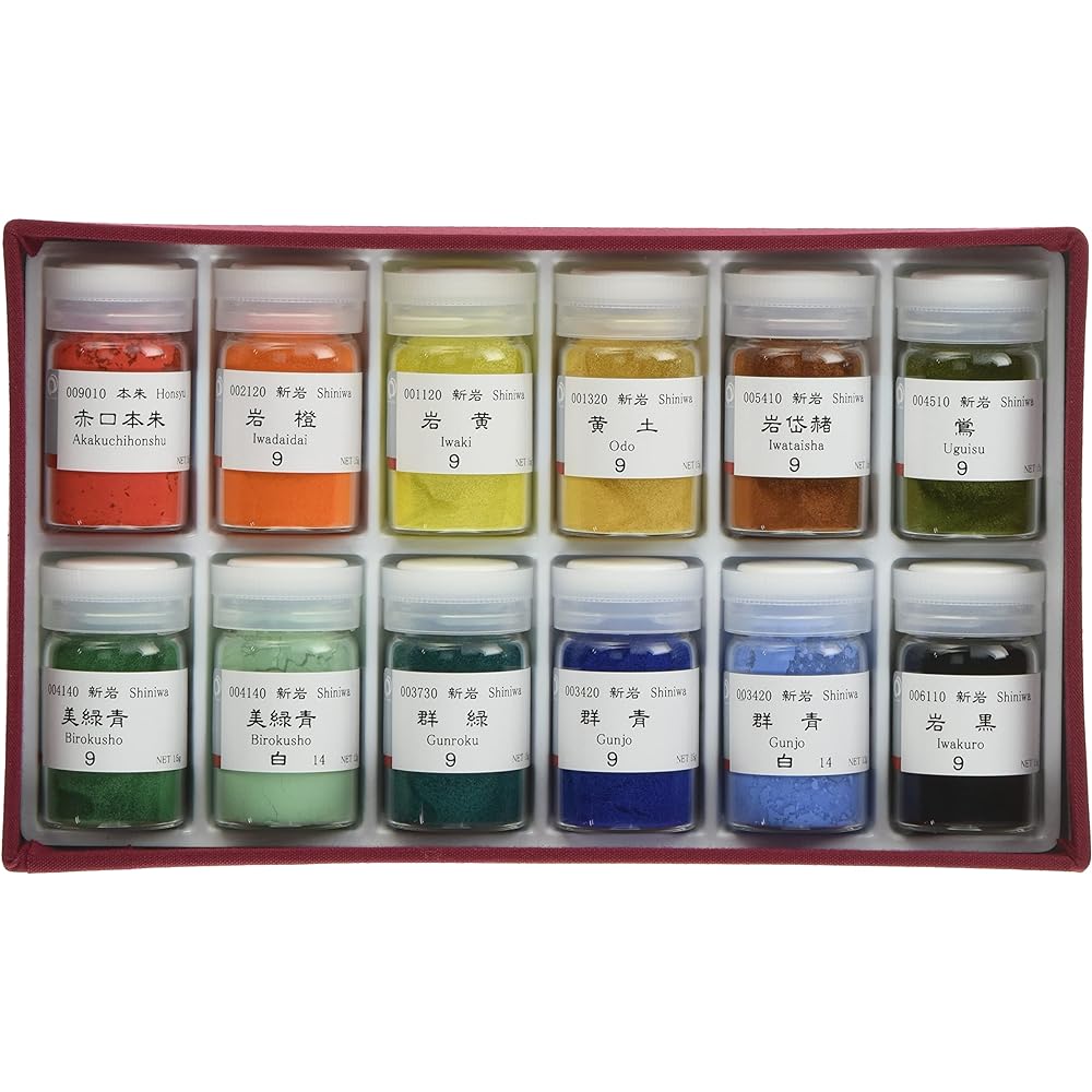 Nakagawa Gofun Japanese Paintings Phoenix Mineral Paints B Set 12 Colors (Green)