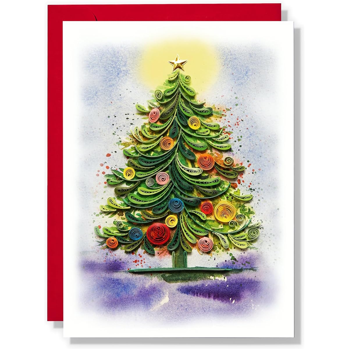 TUMYBee Christmas Tree Snowman Funny Christmas Cards Christmas Cards Greeting Cards Handmade 3D Quilling Cards for Love Friend Mom Christmas New Year Thanksgiving Postcards with Envelope (Christmas Tree)