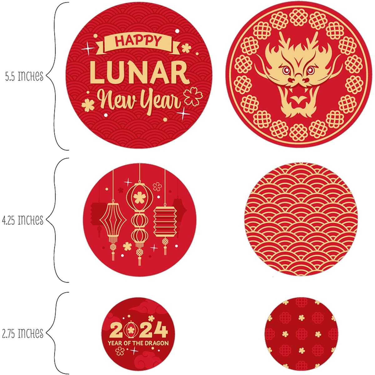 Big Dot of Happiness Chinese Lanterns - 2022 Lunar New Year Tiger Giant Circle Confetti - Party Decorations - 27 Large Confetti
