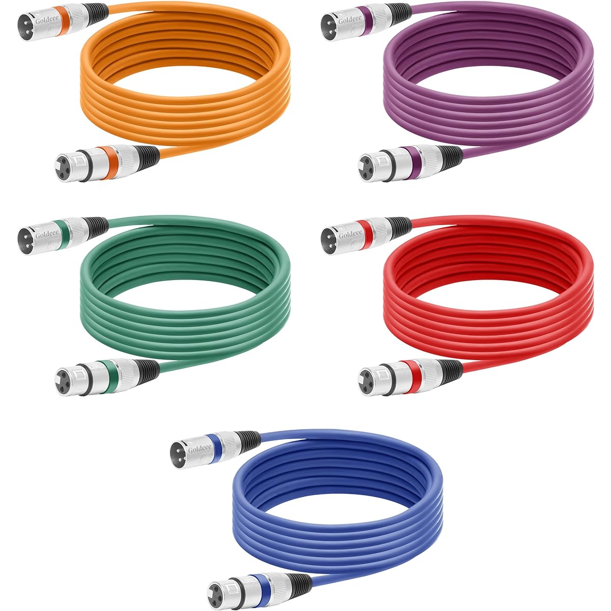 Goldeee XLR Cable Microphone Cable 10ft 5 Pack