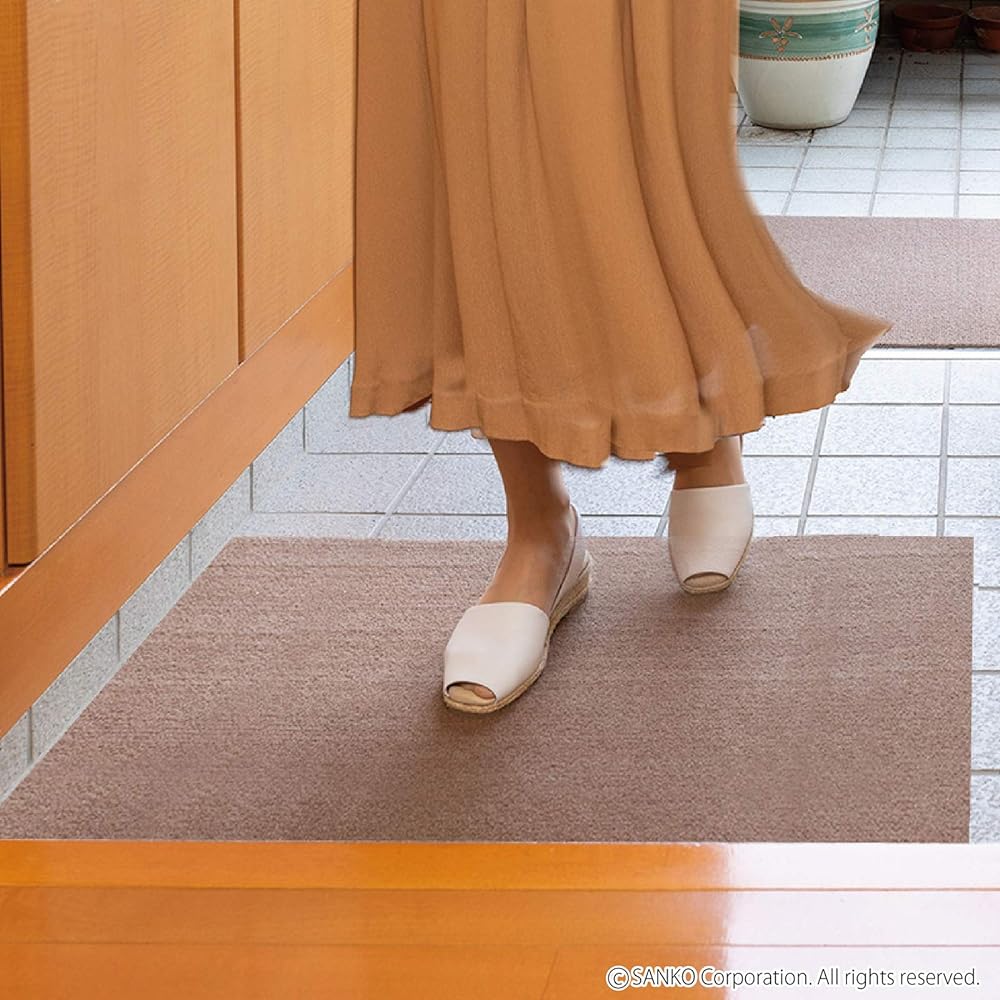 [Washable, Made in Japan] Sanko Entrance Mat, Indoor/Outdoor, Balcony, Non-Slip, 60 x 90 cm, Brown, Fits KX-05