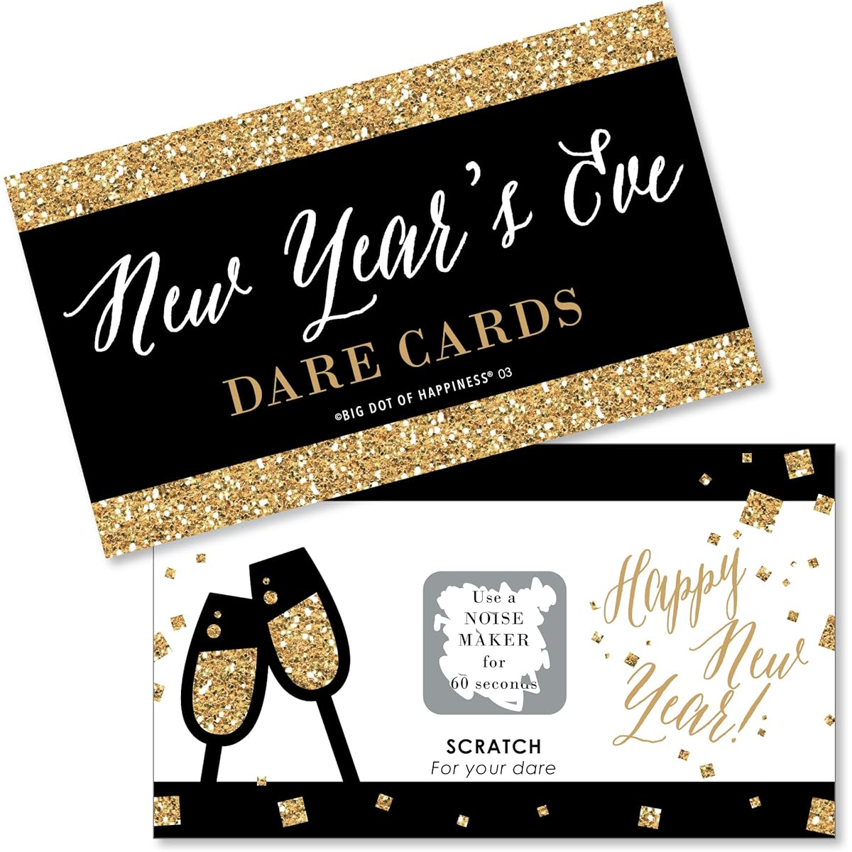 Big Dot of Happiness New Year's Eve - Gold - New Year's Eve Party Game Scratch Off Dare Cards - 22 Cards