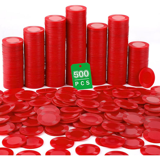 500pcs Plastic Poker Chips 38mm Interlocking Game Chips Lightweight Poker Chip Set Token Bingo Chips Blank Casino Counting Chips Bulk Adult Counting Reward Cards (Red)