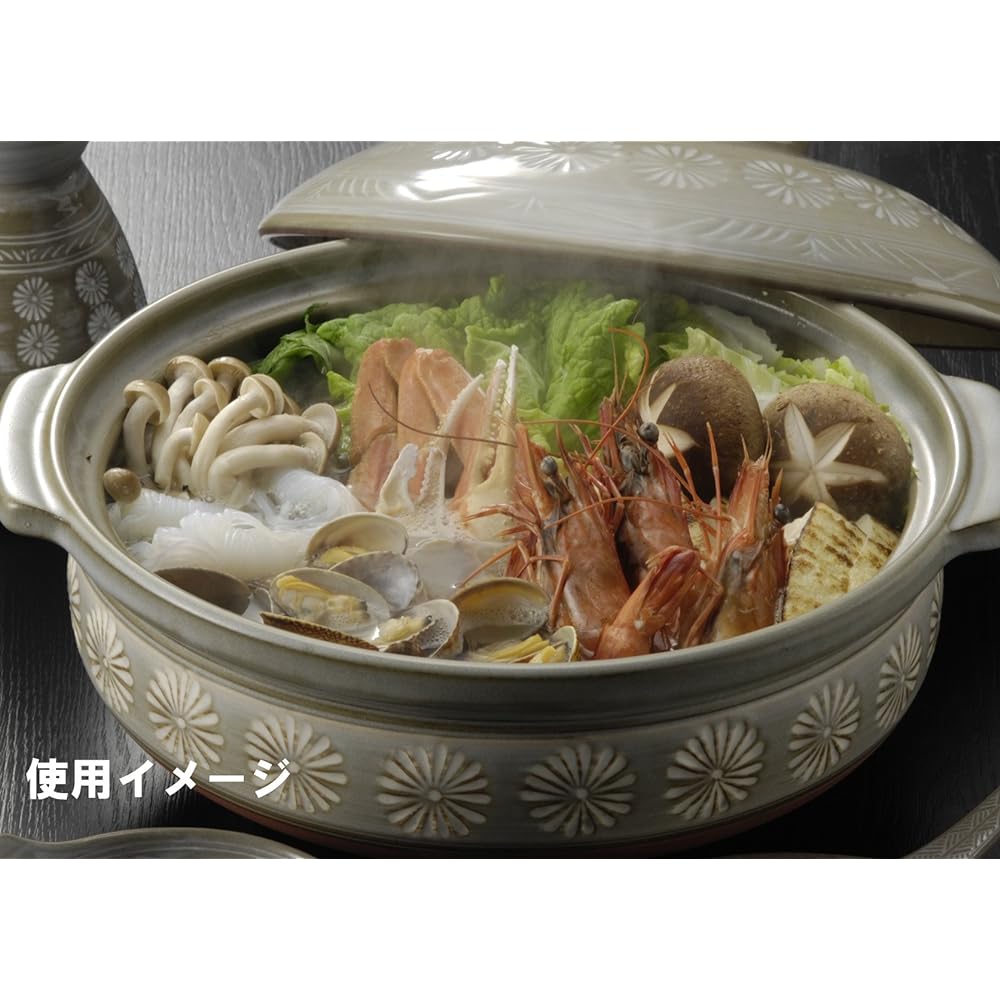Ginpo Pottery [Authentic Product] Ginpo Hanamishima Stain Resistant Earthen Pot IH Compatible Open Fire Compatible Size 8 For 2-3 People Heat Retention Banko Ware Made in Japan 26081