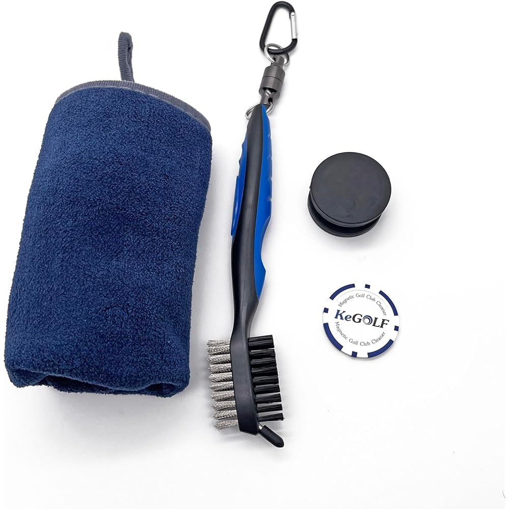 KeGOLF Magnetic Golf Club Cleaner Set Magnetic Golf Towel Holder/Golf Brush/Golf Poker Chip Ball Marker