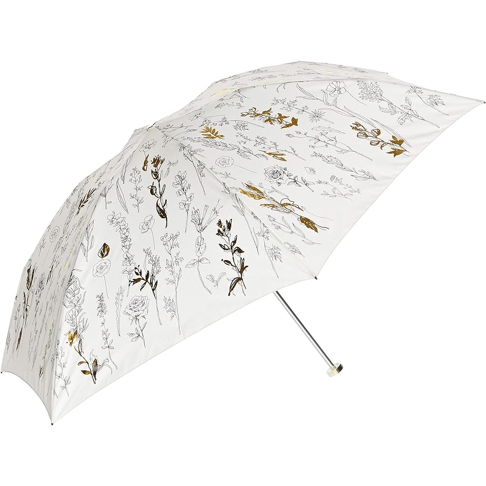 [Jill Stuart] AURORA JI-17733-33 Doodle Botanical Print Taffeta Carbon Lightweight Folding Umbrella Women's