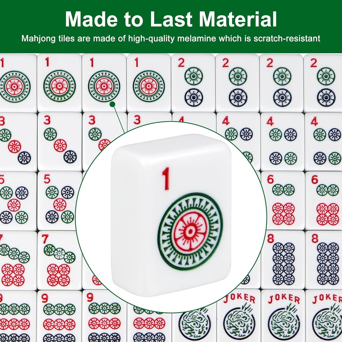 SacPero American Mahjong Game Set, 166 Mahjong Tile Set, All-in-One Rack/4 Pushers, 100 Chips, 1 Wind Indicator, and Carry Bag Included, Mahjong Set (American Mahjong)