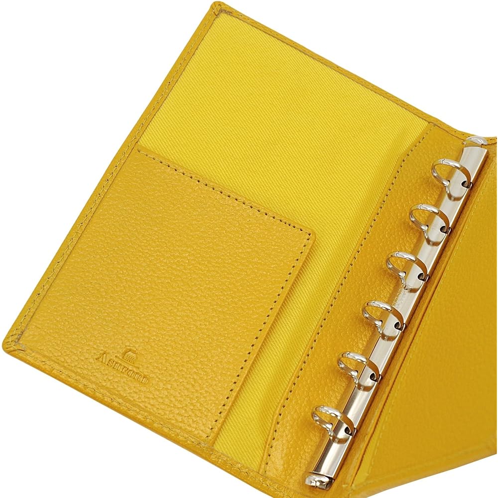 Mini 6 Hole Size Ten Colors Ring Diameter 11mm [Yellow] System Notebook Binder 1237-088