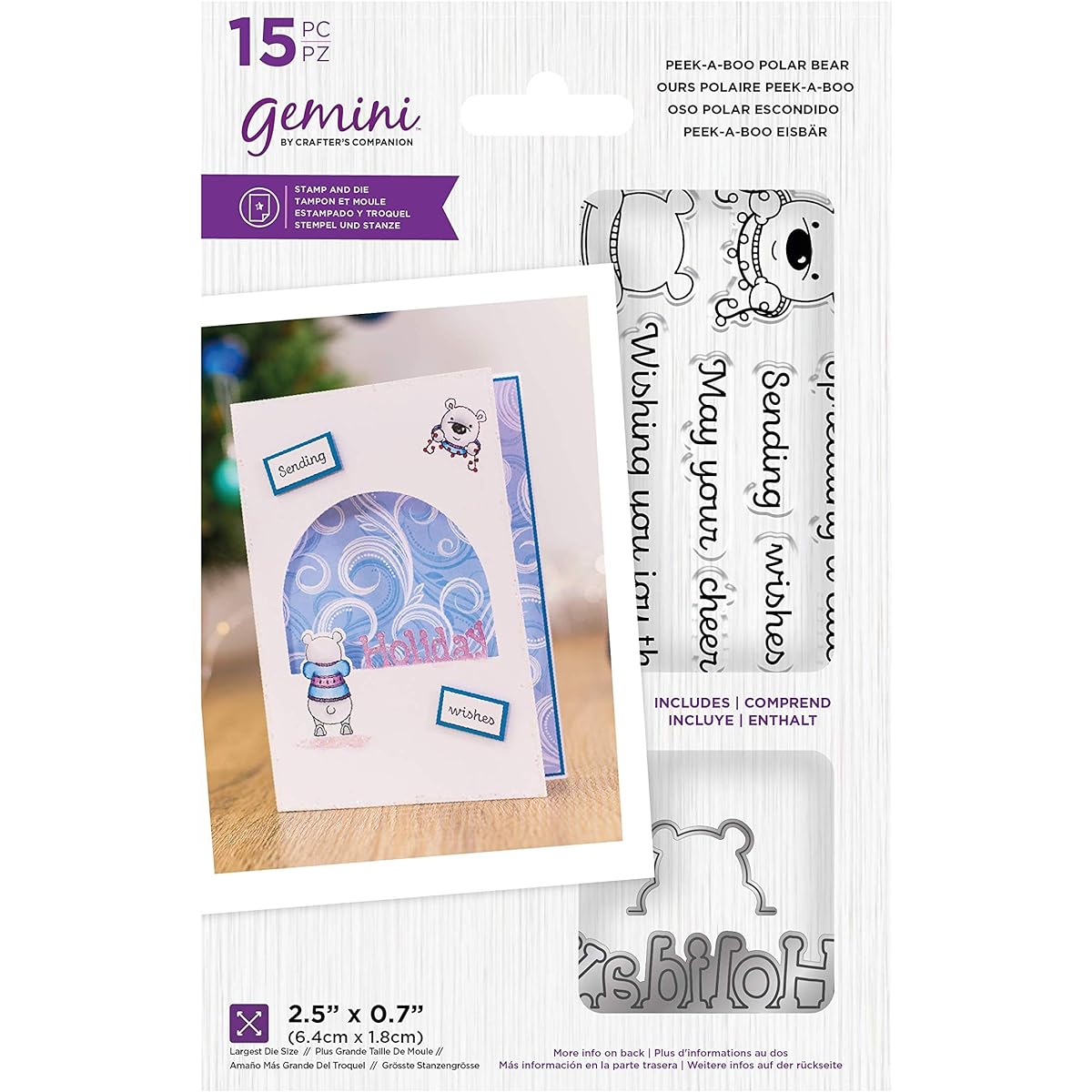 Gemini GEM-STD-PABPOL Acrylic Stamp & Metal Die Set - Peek-A-Boo Polar Bear US:One Size Silver