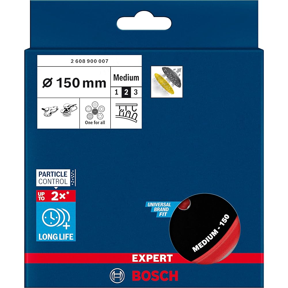 Bosch Professional 1x EXPERT Multihole backpad universal 150 mm (medium finishing, diameter 150 mm, accessory random orbital sander)