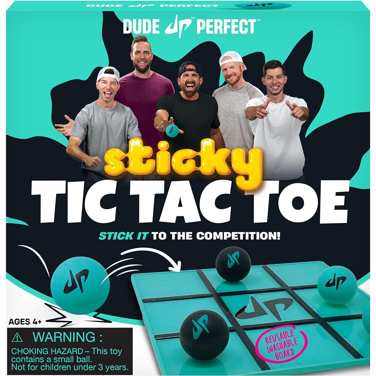 Dude Perfect Sticky Tic Tac Toe, Tabletop Activity for Kids, Great for Family Game Night, Gifts and Parties, 2 Players, Ages 4+