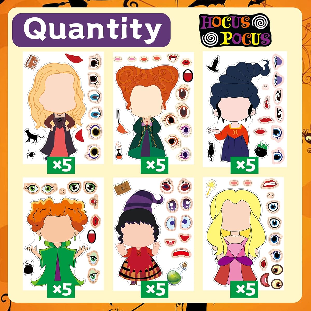 Hocus Pocus Make A Face Sticker Hocus Pocus Sticker Hocus Pocus Party Supplies Hocus Pocus Sticker Halloween Decoration Giveaway (Focus Pocus)