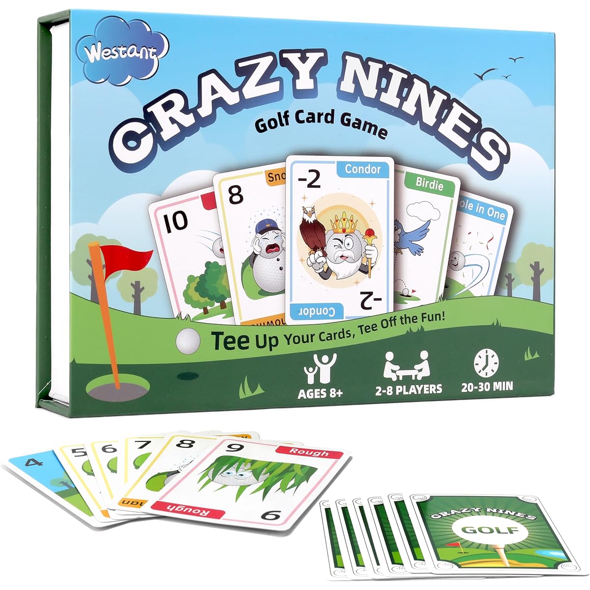 Westant Crazy Nines Golf Card Game - Funny Card Game for Ages 8-12, Teens and Adults, Family Card Game, Game Night Game for Groups, Adults