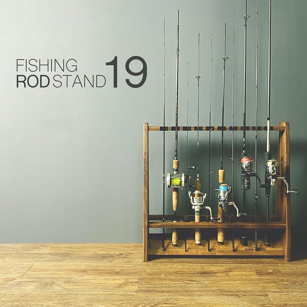 WOOD WORKS Made in Japan Rod stand for 19 rods on both sides Body [Brown] Felt [Black]