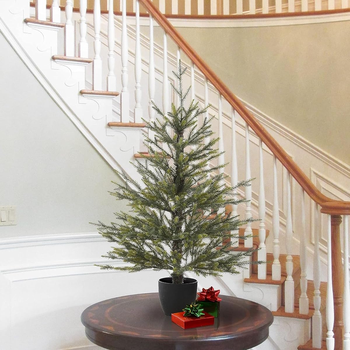 National Tree Company Woodward Pine Christmas Tree with Black Pot Base 3'