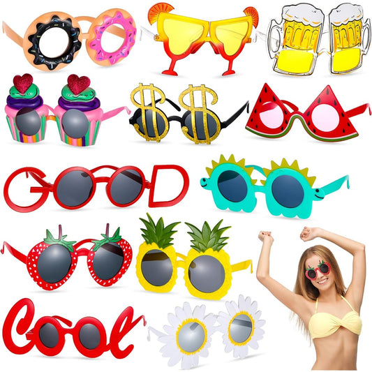 12 Pairs Party Sunglasses Funny Hawaiian Glasses Summer Hawaiian Party Decorations Tropical Luau Party Supplies Funny Sunglasses Photo Booth Props Birthday Graduation Holiday Beach Party Favors
