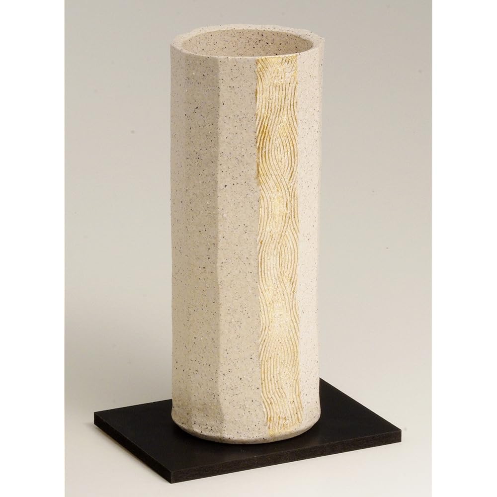 Marui Seito Shigaraki Ware Hechimon Vase Flower Base Large Vertical Brown Ibushi Comb Pattern Buddhist Altar Pottery MR-1-2576