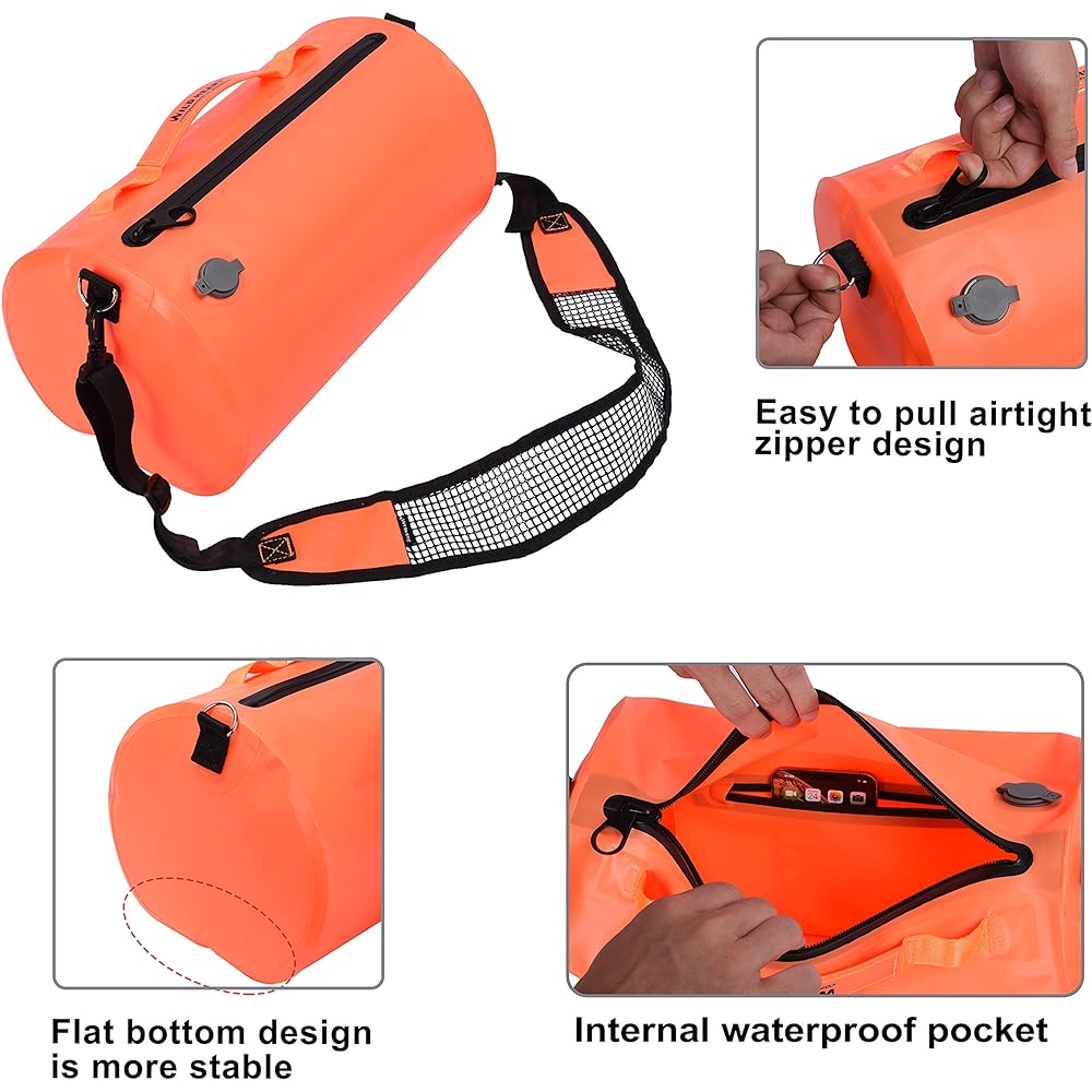 WILD HEART 15L Swimming Waterproof Bag Surf Bag Floating Bag Breathable Shoulder Strap Airtight Zipper