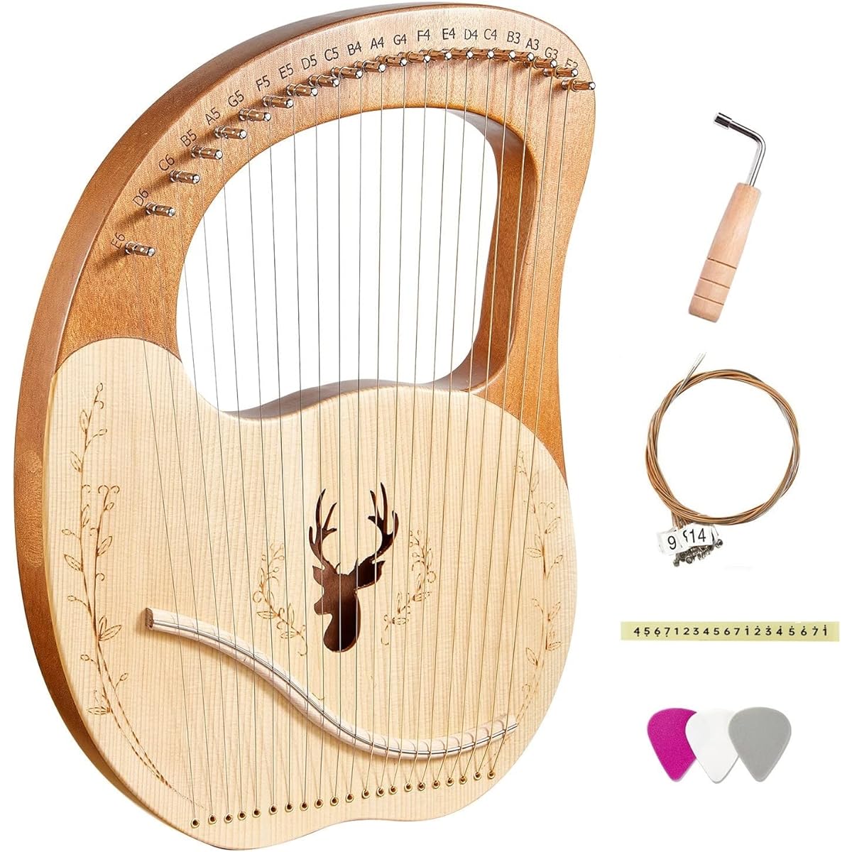 WowZza 21 String Lyre Harp Spruce Top and Back Stringed Instrument Lyre Harp