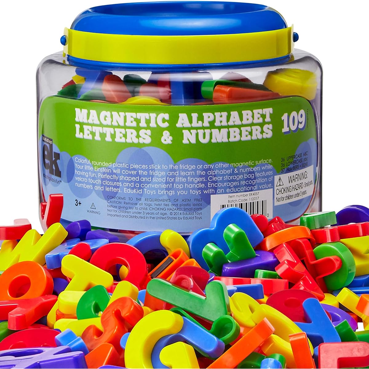 [EduKid Toys] EduKid Toys ABC Magnets 109 Magnetic Alphabet Letters & Numbers With Take Along Bucket By [Parallel Import]