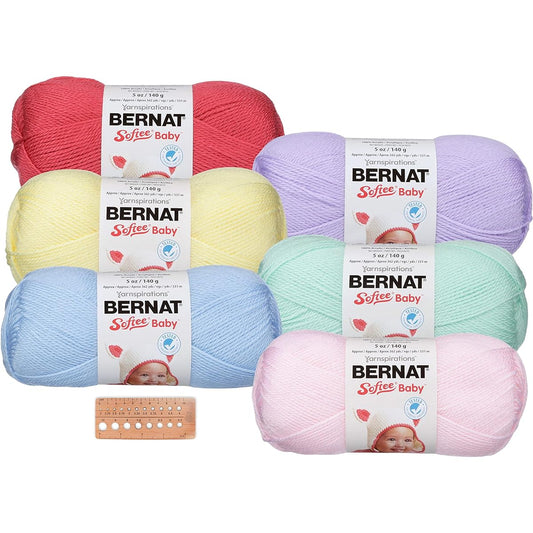 Bernat Softee Baby Yarn - Assortment of 6 colors (Mix 1)