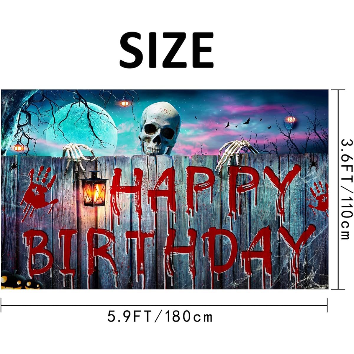 Roetyce Halloween Birthday Decorations for Kids Halloween Birthday Background Banner Outdoor Indoor Skull Lantern Halloween Theme Birthday Party Decorations Birthday Party Supplies Halloween Decorations
