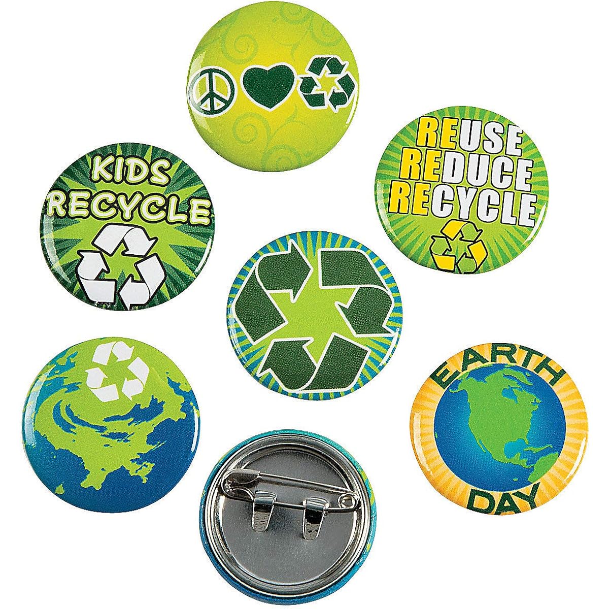 Fun Express Earth Day/Recycled Mini Buttons - 48 Pieces - Educational and Learning Activities for Kids