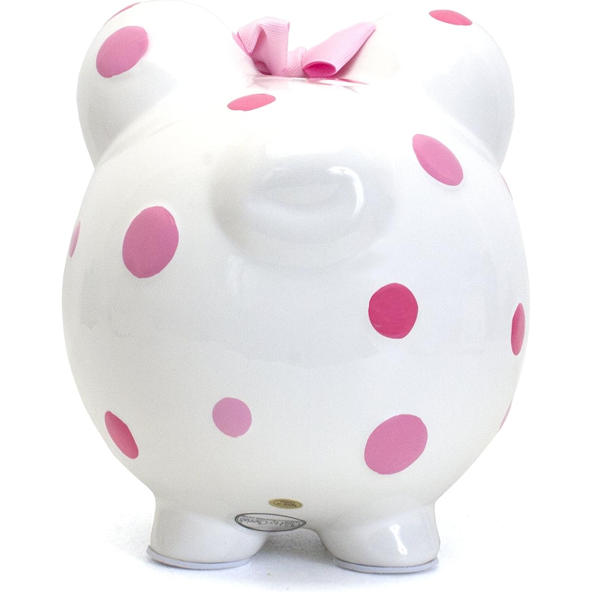 Child to Cherish Large Pig White with Polka Dot Toy Bank, Pink by Child to Cherish