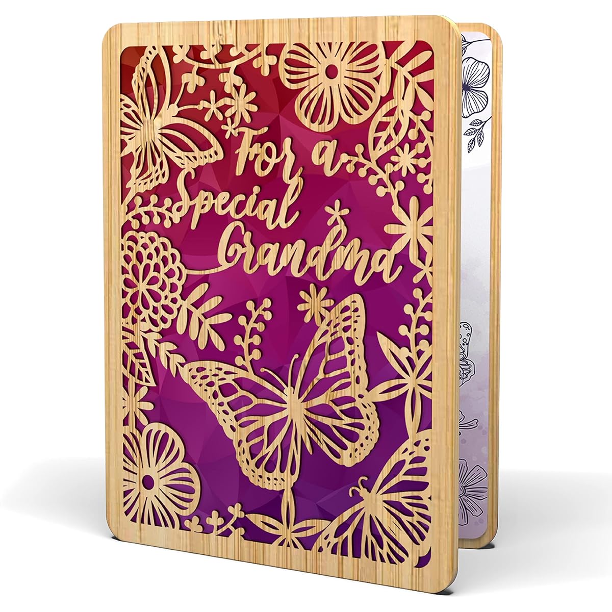 AGAPE LOVE CARDS Mother's Day Cards for Grandma - | Made of Real Bamboo | 6" x 4.5" - 1 Pack (Envelope Included) | Laser Cut Spring Theme Grandmother's Day Card | Nana Mother's Day Card